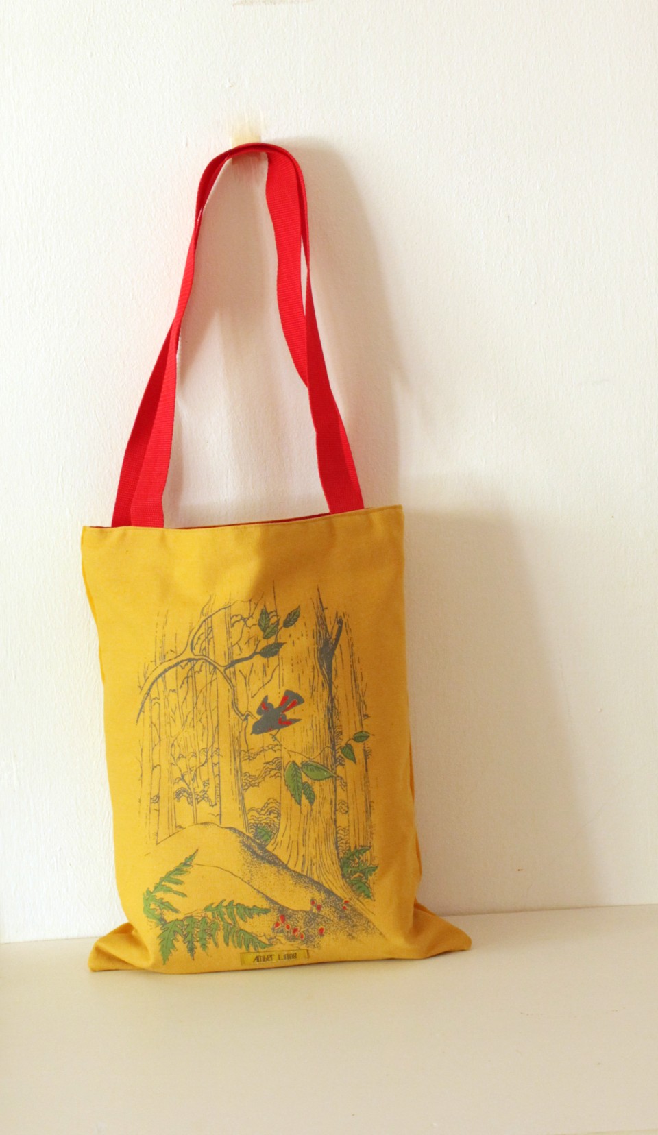Forest mustard and red tote