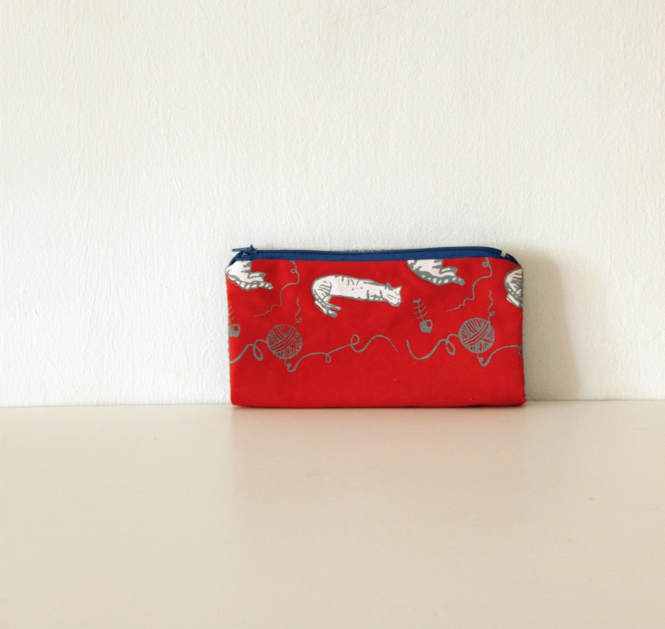 Small red cats pouch